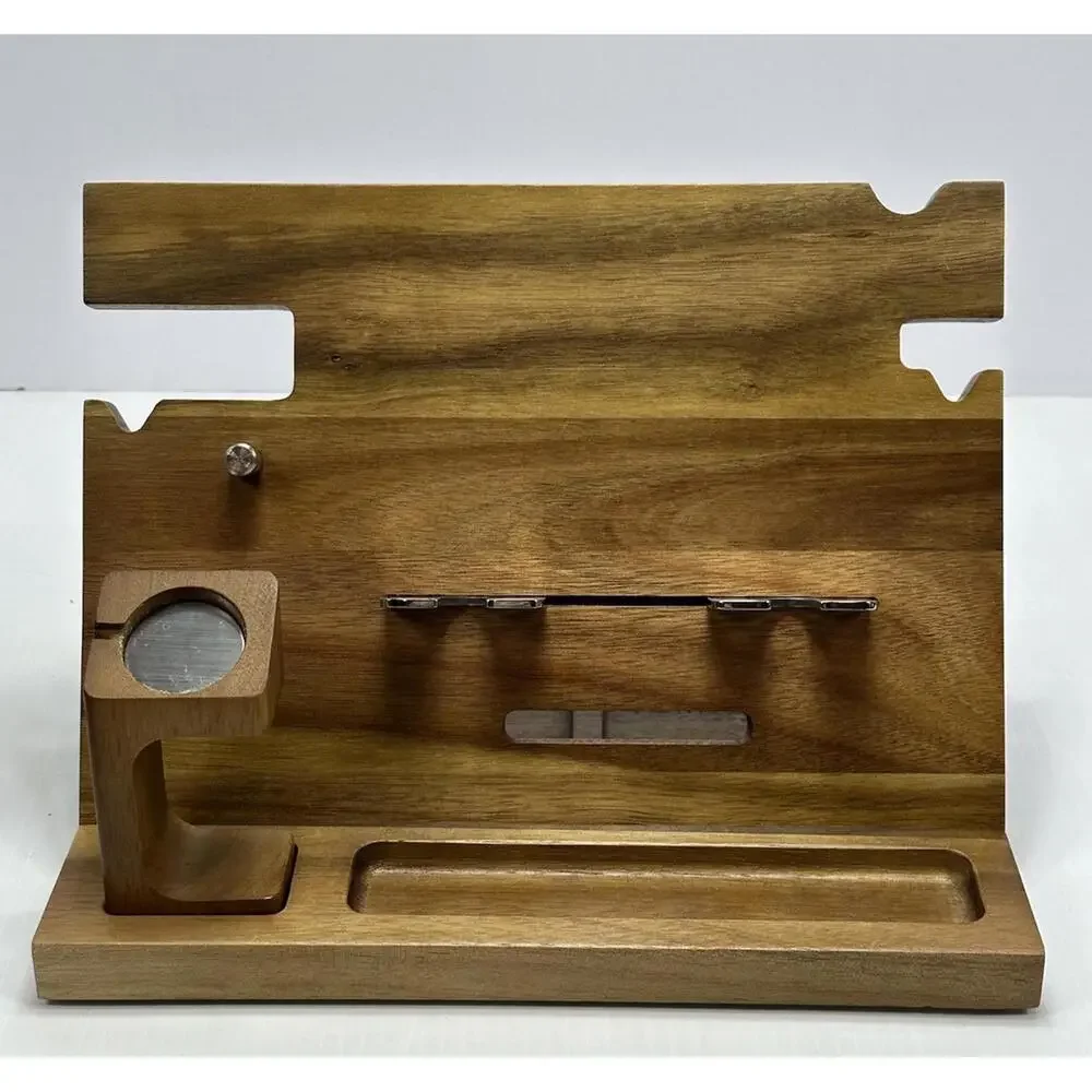 Wood Phone Docking Station Ash Key Holder Wallet Stand Watch Organizer Men